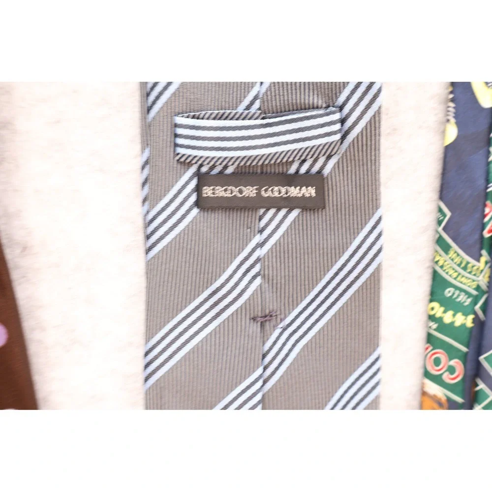 Lot of 3 Silk Ties Ted Baker Billiards Bergdorf Goodman Stripe Museum Artifacts